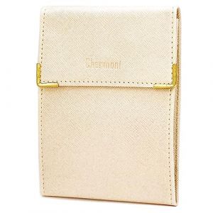 Charmoni - étui Pochette Porte chéquier Longue Pliant - Talon à Gauche - 3 emplacements Carte bancaire - 3 Plis - Compact - en Cuir Vachette - 10,5 cm X 14,5 cm (ZSF Blanc Pearl) (Charmoni, neuf)