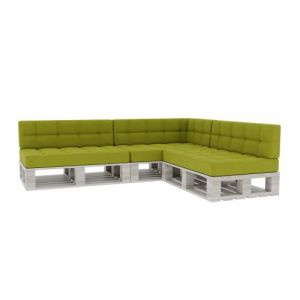 Coussin pour Palette Coussin d'assise Dossier piqué PFG 3xSet (Coussin d'assise 120x80 +Dossier 120x40), Lime (FavreShop, neuf)