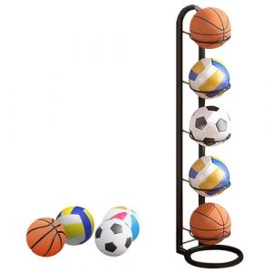 NUWIQ 5 Couches Porte Ballon Basket, Support De Rangement Vertical pour Ballons de Sport, pour Le Stockage des Ballons de Basket, de Football et de Volley-Ball, Rangement Ballon Vertical, Noir (WJL-EU, neuf)