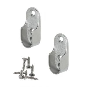 Gedotec Support de tube d'armoire ovale Support pour barre de penderie Armoire | 30 x 15 mm | OVA | 2 pièces - Support de barre de penderie en métal pour barre ovale | Acier nickelé | Penderie (HWT Pro, neuf)
