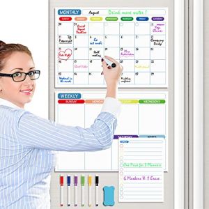 Kit Calendrier Effaçable à Sec, Tableau Blanc Planning Tâches Magnétique Format, Tableau Blanc Magnétique, Avec 1 Effaceur Magnétique, 6 Feutres De Couleur Effaçables à Sec (WYFCR, neuf)