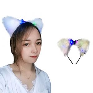 Watreketal Serre Tete,Accessoires de cheveux simples et doux pour femmes, bandeau lumineux pour se laver le visage, serre-tête pour oreilles de chat, cerceau de cheveux multicolore lumineux (Xuanlang Trading, neuf)