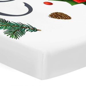 Hiseng Drap Housse pour Lit Bébé Enfant Imprimé Noël Doux Draps Housses pour lit de Bébé et lit d'Enfant Protège Matelas Compatible pour Berceaux de Chevet (pomme de pin,70x140cm) (Hiseng, neuf)