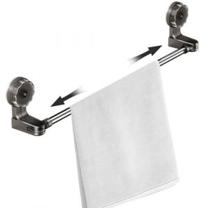 Porte Serviette Salle De Bain Murale, Barres Porte-Serviettes Telescopique, Saugnapf-Typ Porte Serviette en Acier Inoxydable, Ohne Bohren, Support Serviette Salle de Bain avec Crochets (QUQU JIANING, neuf)
