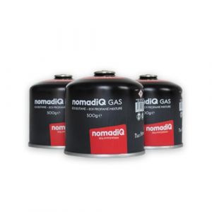 nomadiQ Cartouches de gaz 500 g | Pour camping et barbecue | Bouteille de gaz pour réchaud de camping et réchaud à gaz | Cartouche jetable butane/propane | Lot de 3 ou 12 | Compatible avec nomadiQ BBQ (NOMADIQ, neuf)