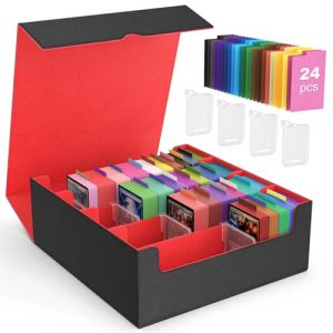 MoKo Boîte de Rangement pour Cartes à Collectionner, 3000+ Cartes MTG avec 24 Séparateurs & 4 Supports de Carte, Étui de Cartes pour Carte de Jeu Magiques, YugiOh, TCG, PTG, Carte Sportive, Noir+Rouge (KnoWhite, neuf)