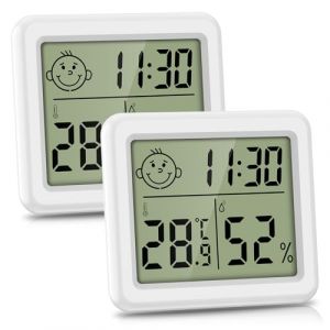Brifit Thermom&egrave;tre Hygrometre Int&eacute;rieur, Thermometre Digital Chambre avec Grand &Eacute;cran LCD 3.2", Hygrometre Interieur, Niveau de Confort, Thermometre Interieur pour B&eacute;b&eacute;, Maison, Jardin, 2PCS (Feytin FR, neuf)