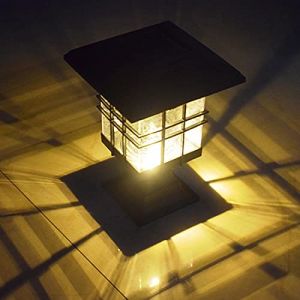 LMAMZ Lampes Solaire Sol Jardin 2 Pack, Carré Lampadaire Pilier Extérieur Décoration, Lampe de Portail Étanche IP55, Sans Fil Lumière Sécurité pour Chemin, Allée, Warm Light (jiaxiang trading, neuf)