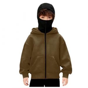 Veste Cagoule Enfant Gar&ccedil;ons Filles Pull Cagoule avec Masque Balaclava Zip Hoodie Sweat &agrave; Capuche Anti-Vent D&eacute;contract&eacute; Blouson Automne et Hiver Chaud pour Sports de Plein Air V&eacute;lo Manteau (♛. ThriVE (✈5-10 jours d&eacute;lai de livraison✈), neuf)