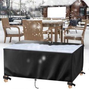 AJALGZ Housse de Table Jardin 140x110x75cm/Longueur x Largeur x Hauteur Rectangulaire B&acirc;che Salon de Jardin Protection Imperm&eacute;able, R&eacute;sistant Au Froid, Coupe-Vent Housse Mobilier Jardin Exterieur (YouZheng, neuf)