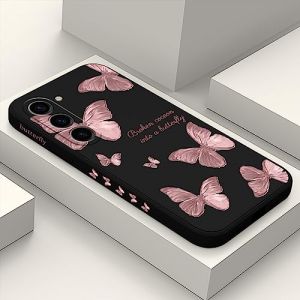 LEECG pour Samsung Galaxy S23 Coque Téléphone Portable en Silicone Souple, Anti Chute, avec Motif de Fleur Créatif Coque pour Samsung S23-Noir 3 (LEECG CASE, neuf)