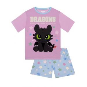 How To Train Your Dragon Pyjama Fille, Pyjama Enfant Toothless, Pyjamas Ete Filles, Violet 8-9 Ans (Character FR, neuf)