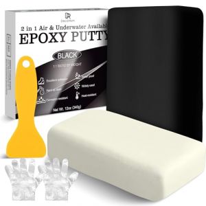 Mastic Epoxy - 340g P&acirc;te &agrave; R&eacute;parer Epoxy Bicomposant pour Collages Multi-Mat&eacute;riaux, M&eacute;tal, Rebouche, Sculpter - Colle &Eacute;poxy Argile de Sculpture R&eacute;pare, Plastique, Pierre, C&eacute;ramique, Milliput (Noir) (DecorRom, neuf)