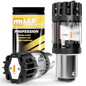P21/5W 1157 BAY15D Ampoules LED 100% Canbus Sans Erreur 12V Super Lumineuses Jaune Ambr&eacute; 2057 2357 Ampoule Remplacement pour Voiture Feu de Recul DRL Feux de Jours Freinage Clignotant, 2 Pi&egrave;ces (Antemoon, neuf)