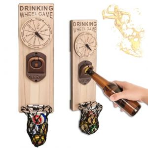 Magn&eacute;tique Ouvre Bouteille Mural en Bois, Decapsuleur Mural Biere Vintage, D&eacute;capsuleur Original avec Cap Catcher, Accessoire Bar Exterieur, Biere Cadeau Homme pour Papa, Amie et Coll&egrave;gue (Style 9) (LUCYLANKER, neuf)