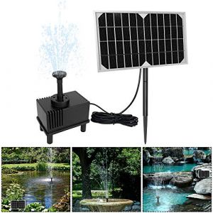 VA-Cerulean Fontaine Solaire pour &Eacute;tang - 5 W - Pompe &agrave; Eau Ext&eacute;rieure avec 4 Styles de Fontaine pour Jardin, &Eacute;tang &agrave; Poissons, Jeux d'Eau (DINOO, neuf)