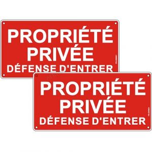 Panneau Propriété Privée Aluminium Réfléchissant 15×30 cm, 2 Pièces Panneau Propriété Privée Défense D'entrer Metal, Résistant aux UV, Imperméable, Avec Trous Percés (AERHIMIY, neuf)