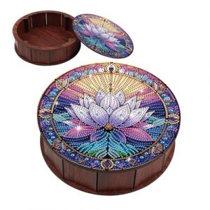 JISHSHAY Diamond Painting Bo&icirc;te de Rangement Lotus Peinture Diamant Painting Diamond Art Boite de Rangement Fleur Broderie Diamant Snack Box Bricolage Point de Croix Candy Box 19.8&times;5.7cm (PUTIBUTUI-EU, neuf)