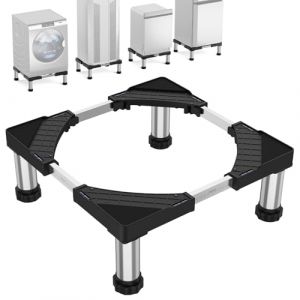 Support de Machine à Laver avec 4 Pieds Réglables - Support et Cadre Pour Machine à Laver, Sèche-linge, Réfrigérateur Réglable de 45,5 à 70 cm, Hauteur Réglable 18-21 cm, Hauteur 15 cm, Noir (Wangyou Direct, neuf)