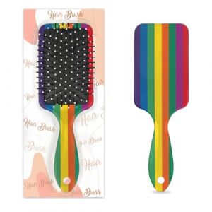 Brosse &agrave; cheveux motif drapeau arc-en-ciel - Rayures color&eacute;es - Coussin d'air humide et sec - Brosse &agrave; cheveux d&eacute;m&ecirc;lante en plastique pour enfants et adultes - Cadeau de rentr&eacute;e scolaire pour homme et (Lucky Betty, neuf)