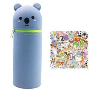 Trousse Scolaire Animal Trousse Ecole 2 en 1 en Silicone Souple avec Animal Autocolant - Kawaii Trousse à Crayons Scolaire Enfant Étui École Fourni (Koala) (Baipin, neuf)