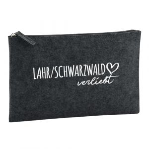 Huuraa trousse de toilette Lahr/Schwarzwald verliebt Trousse de toilette cadeau en feutre anthracite 1 litre Lahr/Schwarzwald verliebt Pr&eacute;sent (Hellweg Handelsbetrieb Soest, neuf)
