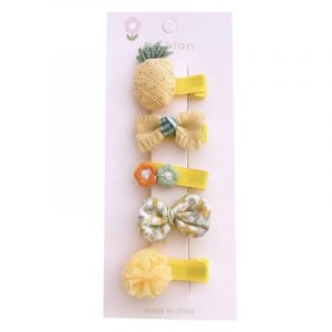 Lot de 5 pinces &agrave; cheveux en tissu, fruits color&eacute;s mignons, faites &agrave; la main, mini pinces &agrave; cheveux jaunes, grand ananas (shenqiuchengyushangmao, neuf)