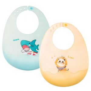 bavoir silicone bebe,bavoir elastique maternelle,Lot de 2 bavoirs étanches en silicone,Bavoir Bébé en Silicone Imperméable,Tour de cou ajustable,pour bébés et jeunes enfants,tablier bebe pour manger (DHXMYGS, neuf)