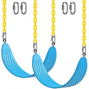 BeneLabe 2pcs Balancoire Extérieur, Siège Balançoire Arbre Interieur Plastique Souple Balancoire avec Chaîne en Métal Ajustable de 180cm pour Ans Bébé/Enfant/Adulte/Adolescent, Forme U “ Bleu/227kgv (besthouse, neuf)
