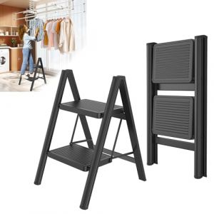 Froadp &Eacute;chelle pliante &agrave; 2 marches, antid&eacute;rapante, en fer, &eacute;chelle multifonctionnelle, tabouret pour la maison, pour la cuisine et usage ext&eacute;rieur, capacit&eacute; jusqu'&agrave; 250 kg (Kaysi Yard, neuf)