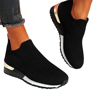 Chaussure de Sport Femme Ete A La Mode Basket Mode Air Running Course Chaussures sans Lacet Outdoor Chaussures de S&eacute;curit&eacute; Casual Baskets &agrave; Compens&eacute;s Mesh Respirant Confort Sneakers Pas Cher (⭐⭐⭐⭐⭐Zeiayuas, neuf)