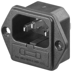 CABLEPELADO Connecteur IEC C14 mâle avec porte-fusible | Connecteur d'alimentation C14 | IEC 320 C14 | Mâle | 10 A 250 V | Connexion à souder | Fusible non inclus | Convient pour montage sur panneau (CABLEPELADO, neuf)