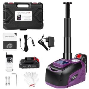VOBOR Cric Électrique 5T avec Batterie, Kit de Cric Hydraulique 12V avec Lumière LED, 167-450 mm Kit de Changement de Pneu sans Fil pour Voiture, SUV, Monospace et Pick-Up (ABDEL ECOMMERCE, neuf)