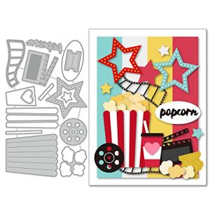 GLOBLELAND Matrices &agrave; D&eacute;couper Popcorn Cola Film pour la Fabrication de Cartes D&eacute;coration et DIY Scrapbooking, Movie Ticket Cup Pentagram Mental Cutting Dies pour Cadeaux et C&eacute;l&eacute;bration (GLOBLELAND FR, neuf)