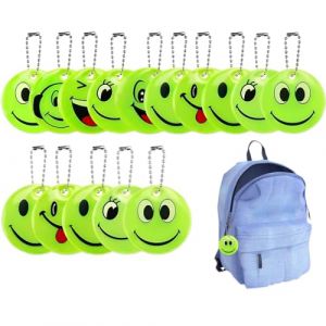 ZORVYN 15 pi&egrave;ces Porte-cl&eacute;s Smiley r&eacute;fl&eacute;chissants, R&eacute;flecteurs de s&eacute;curit&eacute; et dispositifs pour enfants et adultes, Pour sac d'&eacute;cole, sac &agrave; dos, marche, course de nuit, running, randonn&eacute;e et cyclisme (SESINEND, neuf)