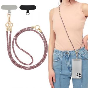 EspZanthic Lani&egrave;re de T&eacute;l&eacute;phone avec Dragonne, Bling Cordon Universel pour Portable, Tour de Cou Smartphone Sangle Attache, Sangle T&eacute;l&eacute;phone en Bandouli&egrave;re x 1, Dragonne x1,Patch x2 (EspZanthic-Store, neuf)