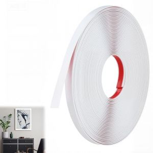 ddckj 18M Moulure Adhesive Blanc Mat Baguette de Finition PVC Moulure Flexible Convient &agrave; Cadres de Miroirs, Fen&ecirc;tres, Encadrement Porte, Sols, Armoires, Bords de Carreaux(Lg:1cm, E:1.5mm) (YC-STORE, neuf)