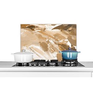 MuchoWow Credence Or - Beige - Abstrait Fond de hotte 60x40 cm Credence Aluminium Plaque INOX de Cuisine (WallCircle, neuf)
