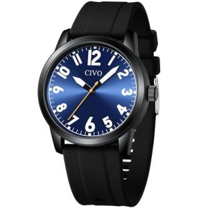 CIVO Montre Analogique Bracelet Homme: Simple Classique Montres avec Gros Chiffres Design - &Eacute;tanche Quartz Caoutchouc Noir Cadeau Homme (KDM Direct-FR, neuf)