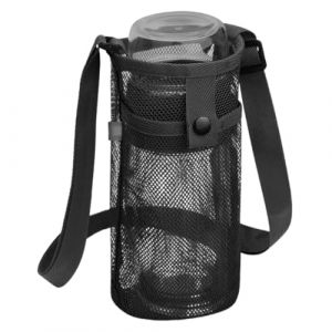 Porte-bouteille en maille, sac porte-bouteille d'eau avec bandoulière réglable, porte-bouteille d'extérieur portable, porte-bouteille d'eau pour vélo, pour le sport, la randonnée, les voyages, noir (JackieCHEN, neuf)