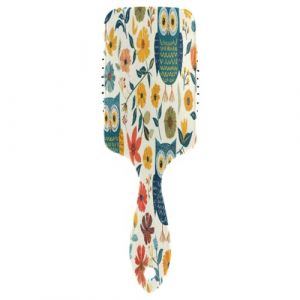 Brosse à cheveux avec coussin d'air - Bleu et jaune - Hibou - Pour cheveux épais et démêlants antistatiques (DEJESJ, neuf)
