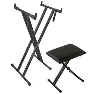 【Version améliorée】Longeye Support de Clavier Piano et Tabouret - Stand X Double Réglable, Banc Piano, Pliable, Compatible 61/76/88 Touches, Noir (Longeye Piano, neuf)