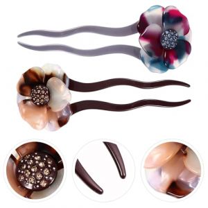 PartyKindom &Eacute;pingle &agrave; Cheveux R&eacute;tro Accessoire de Coiffure Vintage Fleur U Shaped Ac&eacute;tate pour Chignon pour Mariages et Occasions Sp&eacute;ciales (Brushira, neuf)