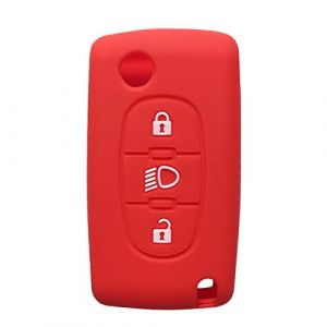 OTMIK Housse de Cl&eacute; de Voiture en Silicone pour Citro&euml;n C2 C3 C4 Picasso Xsara C5 C6 C8 Fold Accessoires pour Coque de Cl&eacute; (Rouge) (Otai, neuf)