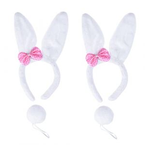 Ipetboom 2ensemble -t&ecirc;te Oreilles De Lapin Peluche Kit De Coiffes &agrave; Oreilles De Lapin Pour Gar&ccedil;on Fille Filles F&ecirc;tes De P&acirc;ques Jeu De R&ocirc;le Blanc (KinRoZ, neuf)
