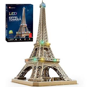 CubicFun Puzzle 3D LED La Tour Eiffel - Architecture Modèle Kits de Construction Cadeau pour Enfants et Adultes, 82 Pièces (CubicFun 3d Puzzle, neuf)