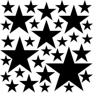 PREMYO Set de 32 Stickers Muraux Enfants Étoiles - Autocollants Décoration Murale Chambre Bébé - Facile à Poser Noir (PREMYO, neuf)