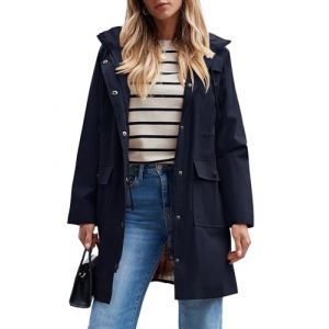 SaphiRose PONCHO Veste de Pluie Longue pour Femme Manteau &agrave; Capuche Coupe-Vent Imperm&eacute;able d'Ext&eacute;rieur-Navy-XL (Saphirose EU, neuf)