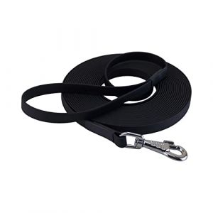 Longe biothane Beta Plate 16 mm - Noir, 5 m, avec poign&eacute;e (JOKIDOG-TOUT'A COUDRE, neuf)