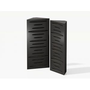 Lot de 2 pi&egrave;ges &agrave; basses d'angle acoustiques &eacute;troits | Diffusion - R&eacute;flexion - Insonorisation - Isolation | 23x50cm | Plaques perfor&eacute;es de couleur : (Noir, PULSE-mini) (ATB-SOUND, neuf)